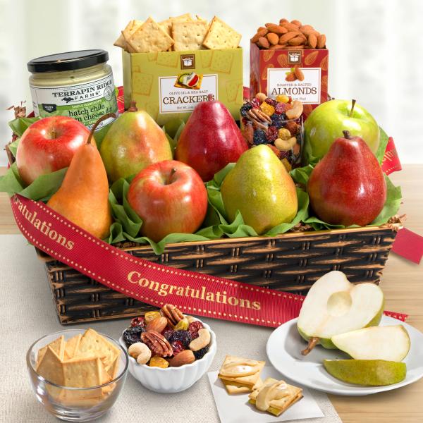 AP8019C, Congratulations Classic Fruit and Gourmet Gift Basket