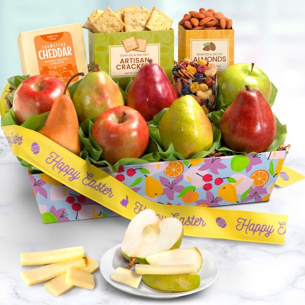 AP8019Easter, Happy Easter Fruit Basket with Cheese and Nuts