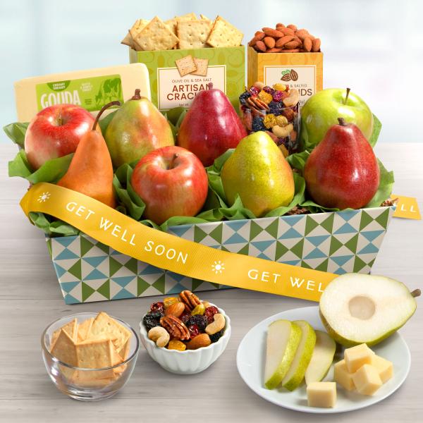 AP8019G, Get Well Soon Classic Fruit and Gourmet Gift Basket