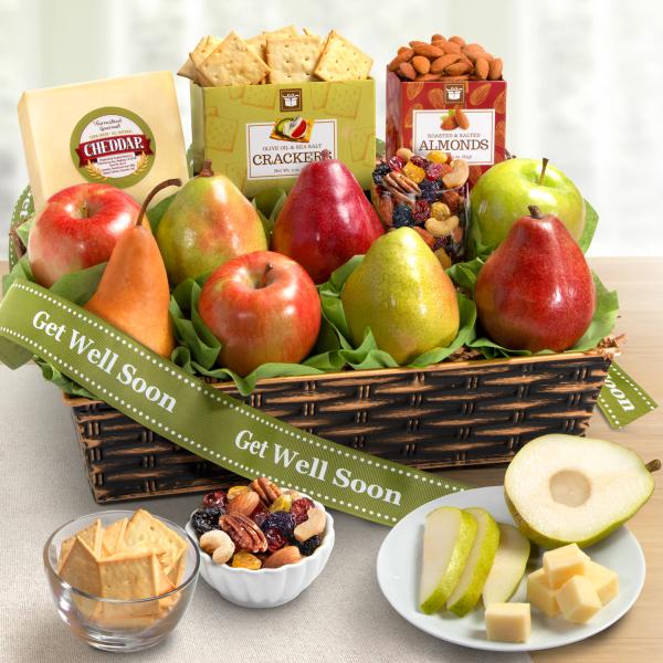 AP8019G, Get Well Soon Classic Fruit and Gourmet Gift Basket