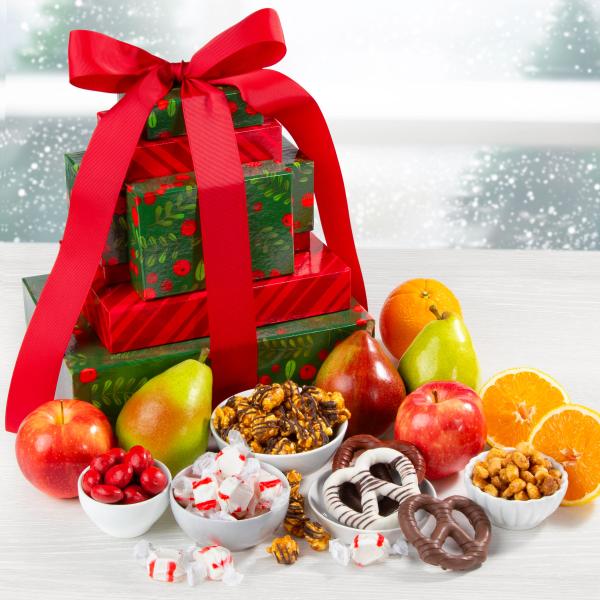 AT0233, Deck the Halls with Treats and Holly Fruit Tower