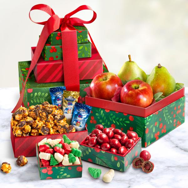 AT0234, Merry Christmas Fruit and Treats Tower