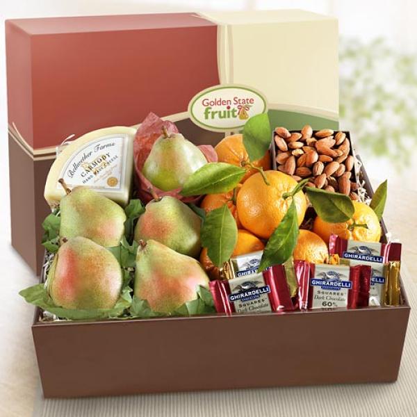 AB2022S, With Sympathy Harvest Favorites Fruit and Gourmet Gift Box