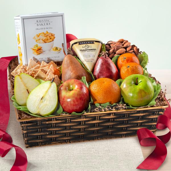 RA5040, Organic Nuts, Cheese & Fruit Classic Gift Basket