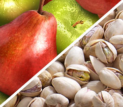 Organic Red Pears and Organic Granny Smith Apples with Organic Roasted Salted Pistachios