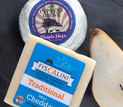 Cypress Grove Purple Haze Chevre, Fiscalini Mild Cheddar & Beurre Bosc Pears
